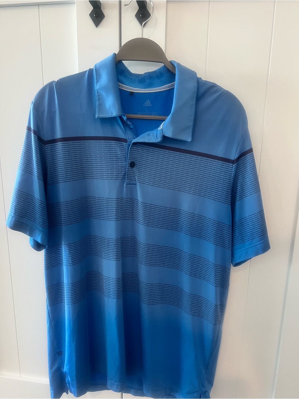 adidas Blue Striped Golf Polo